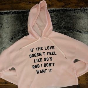 Cropped blush graphic hoodie